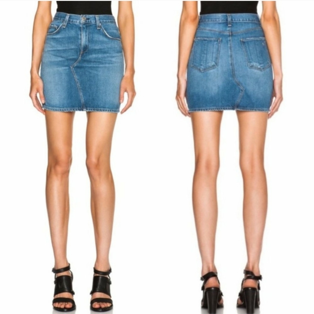 Rag & Bone Women's Distressed Blue Denim Mini Skirt Size 27